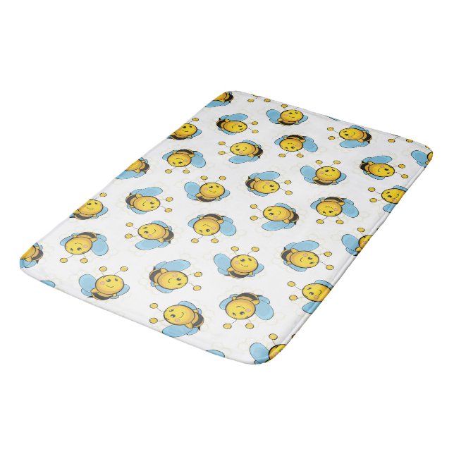 Tapis De Bain Jolie bumble motif blanc (Angle)