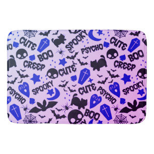 Tapis De Bain Jolie et amusante Halloween violet, bleu et noir