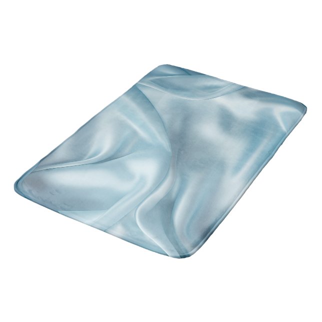 Tapis De Bain Jolie Feminine Bleu Clair Faux Satin (Angle)