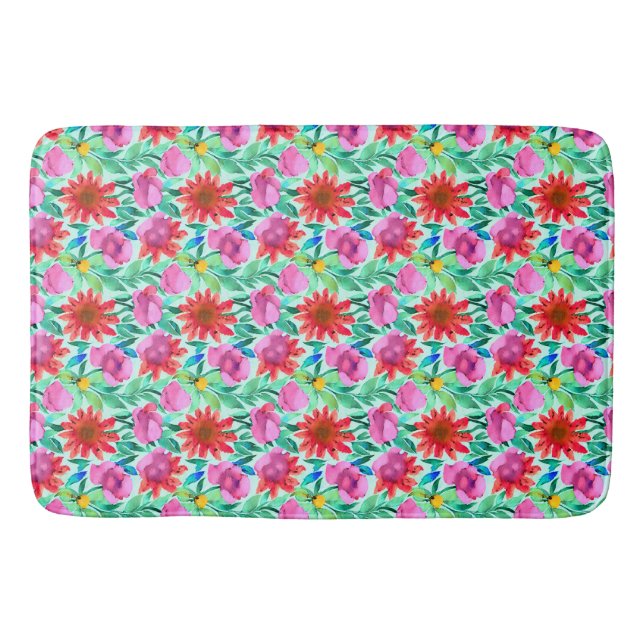 Tapis De Bain Jolie fleur aquarelle  (Devant)