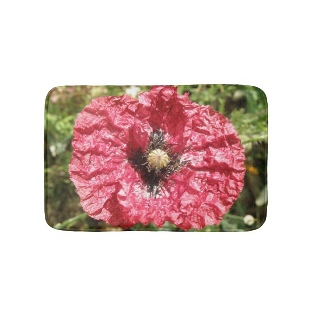 Tapis De Bain Jolie Fleur Rouge Macro Mat Bain (Devant)
