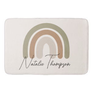Tapis De Bain Jolie monogramme arc-en-ciel couleur rose pour son