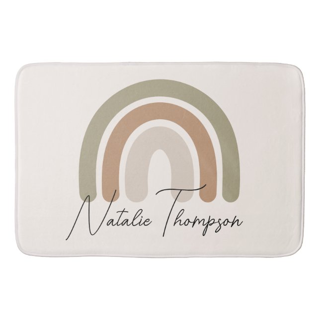 Tapis De Bain Jolie monogramme arc-en-ciel couleur rose pour son (Devant)