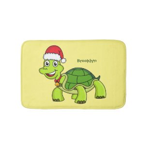 Tapis De Bain Jolie tortue en chapeau de Père Noël