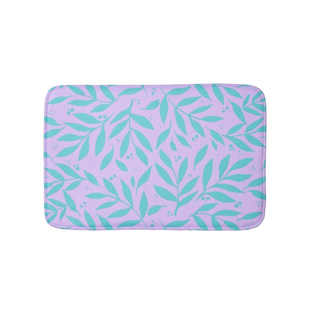 Tapis De Bain Jolies branches - turquoise et violet ado (Devant)