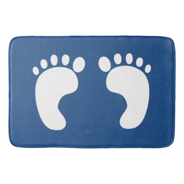 Tapis De Bain Jolies Empreintes sur Bleu (Devant)