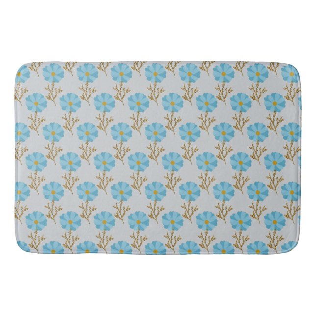 Tapis De Bain Jolies Fleurs Bleues (Devant)