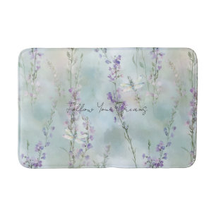 Tapis De Bain Jolies fleurs de lavande romantiques libellules