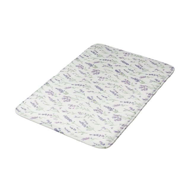 Tapis De Bain Jolies Fleurs de Mariage Lavande et Blanches (Angle)