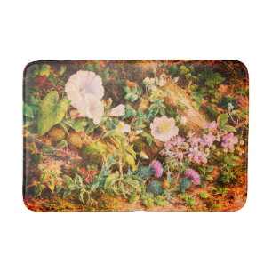 Tapis De Bain Jolies fleurs de pétunias vintage peinture florale