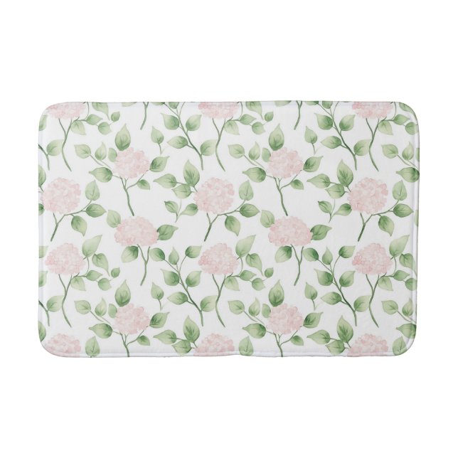 Tapis De Bain Jolies Fleurs Roses Feuilles Vertes   (Devant)