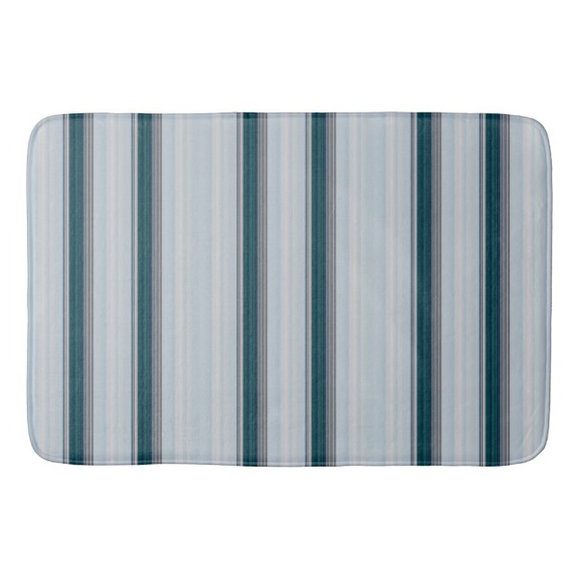Tapis De Bain Jolies rayures bleu gris  (Devant)