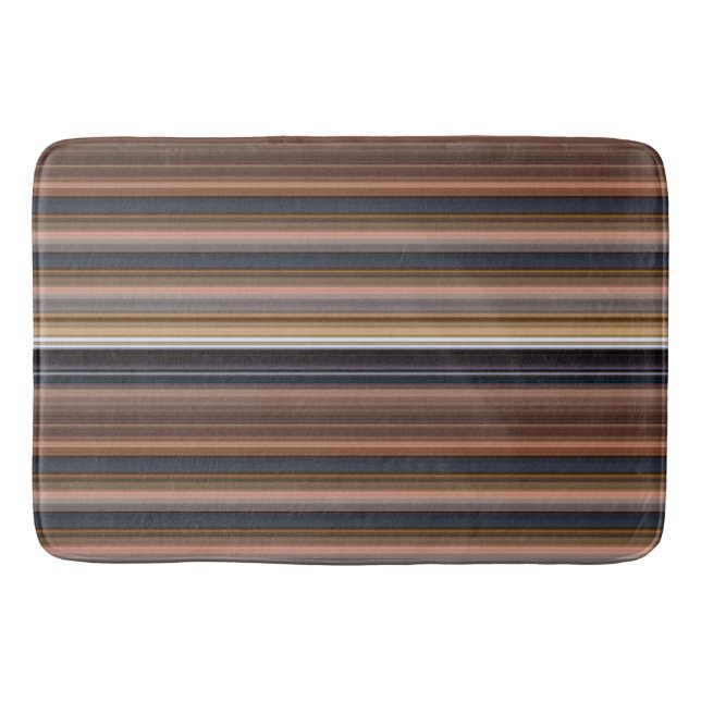 Tapis De Bain Jolies rayures bleues marron (Devant)