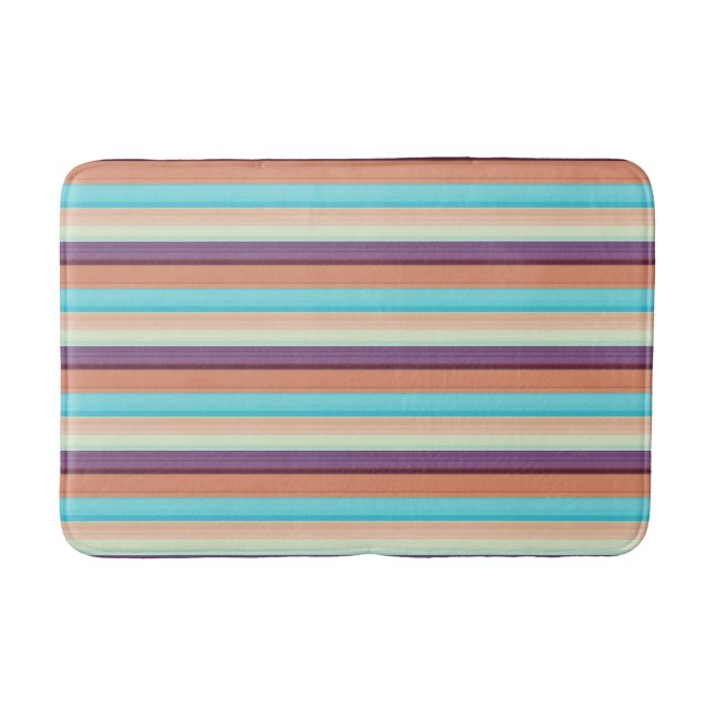 Tapis De Bain Jolies rayures bleues marron  (Devant)