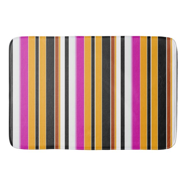Tapis De Bain Jolies rayures noires orange (Devant)