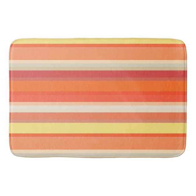 Tapis De Bain Jolies rayures orange rouge  (Devant)