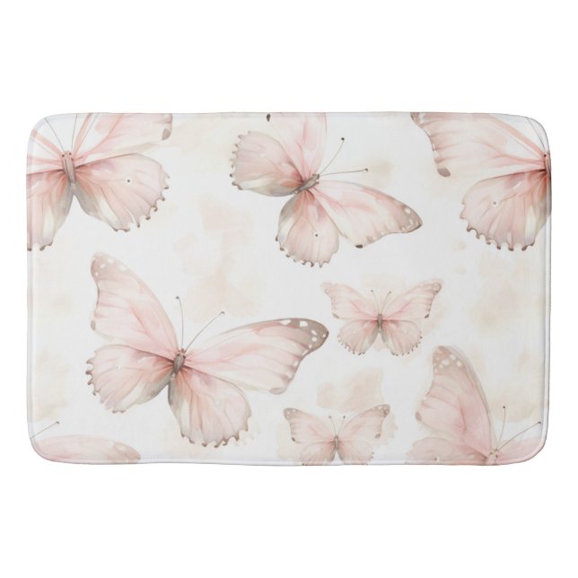 Tapis De Bain Jolis Papillons Roses   (Devant)