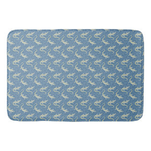 Tapis De Bain Jouer Alligator Vert Paisley sur Bleu