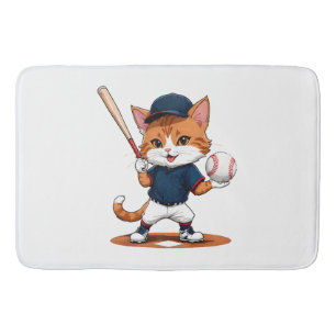 Tapis De Bain Joueur de baseball chat