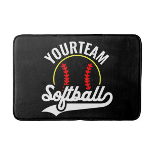 Tapis De Bain Joueur de l'équipe de softball AJOUTER UN NOM Ligu