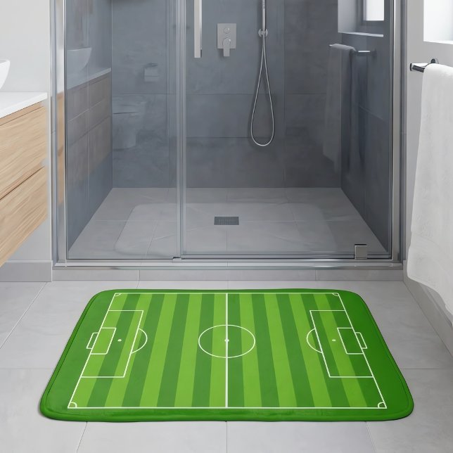 Tapis De Bain Joueur de soccer ou entraîneur de football terrain (Fun soccer bath mats for soccer players and fans.)