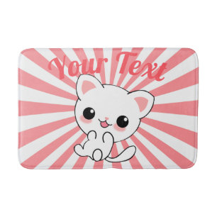 Tapis De Bain Joueur Kawaii White Kitten personnalisé