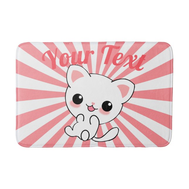 Tapis De Bain Joueur Kawaii White Kitten personnalisé (Devant)