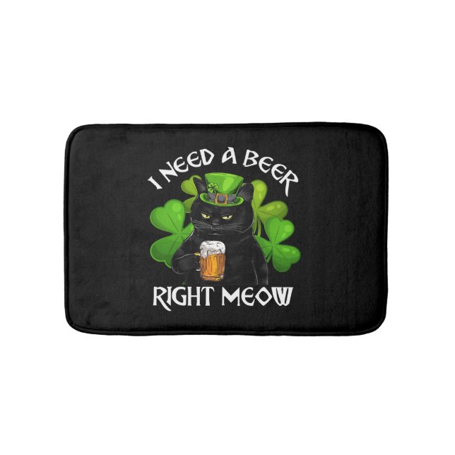 Tapis De Bain Jour de la Saint Patrick De Bière Noir Chat Pour I (Devant)