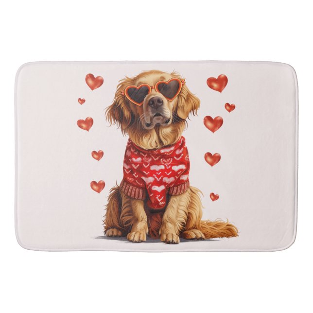 Tapis De Bain Jour des Valentines Chien d'or (Devant)