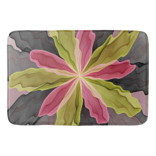 Tapis De Bain Joy, Vert rose Anthracite Imaginaire Fleur Fractal