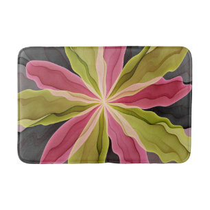 Tapis De Bain Joy, Vert rose Anthracite Imaginaire Fleur Fractal
