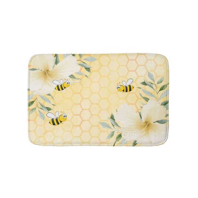 Tapis De Bain Joyeuse bumble abeilles jaune nid d'abeille doux (Devant)