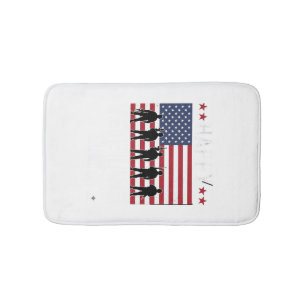 Tapis De Bain Joyeuse fête des vétérans Drapeau Silhouette Vecto