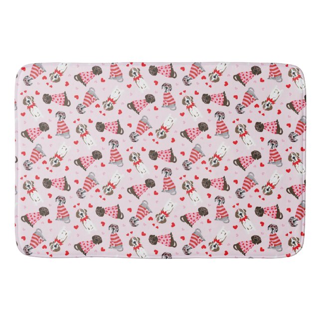 Tapis De Bain Joyeuse Saint-Valentin Grands Dames Dogs (Devant)