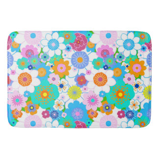 Tapis De Bain Joyeuses fleurs vives colorées joyeux multicolore