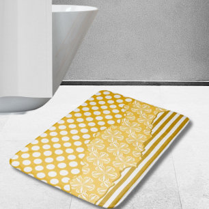 Tapis De Bain Joyeuses Grandes Polka Florale Dot Couché Jaune