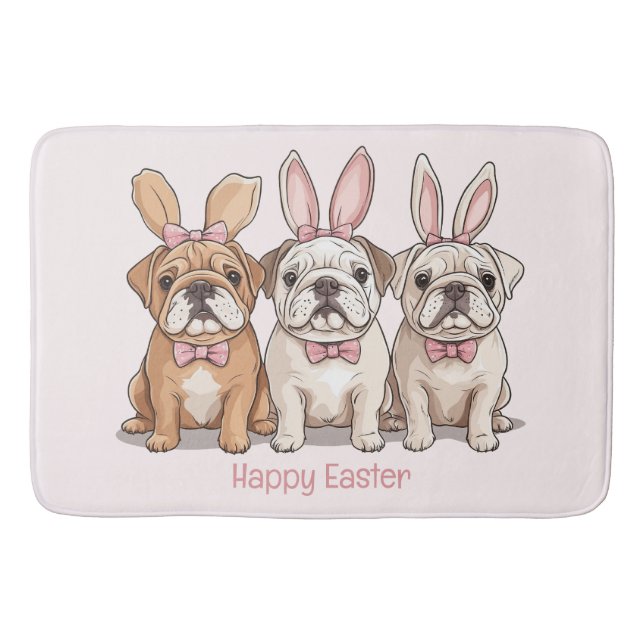 Tapis De Bain Joyeuses Pâques Bouledogues Anglais (Devant)