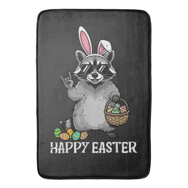 Tapis De Bain Joyeuses Pâques Raton laveur Lapin (devant Vertical)