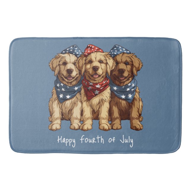 Tapis De Bain Joyeux 4 Juillet Chiens De Rétritrice D'Or (Devant)