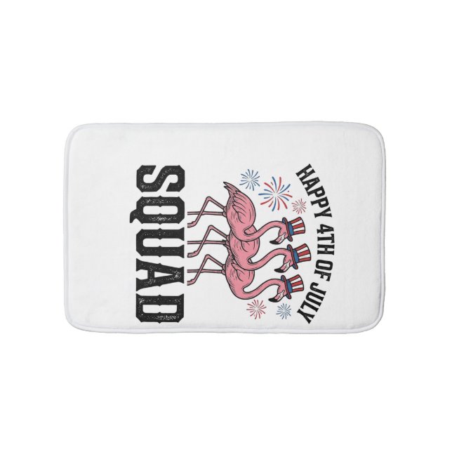 Tapis De Bain Joyeux 4 juillet Flamingo Squad Vector Design_1 (Devant)