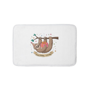 Tapis De Bain Joyeux anniversaire de paresseux drôle mignon