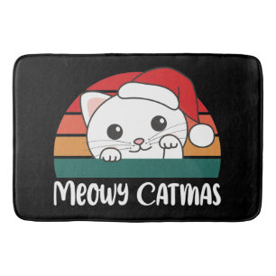 Tapis De Bain Joyeux Catmas Drôle Chat de Noël Pun Mat