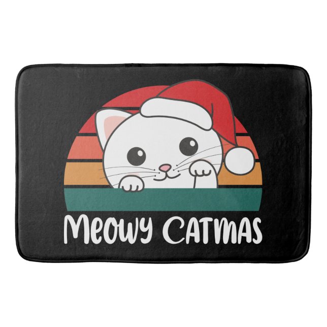 Tapis De Bain Joyeux Catmas Drôle Chat de Noël Pun Mat (Devant)