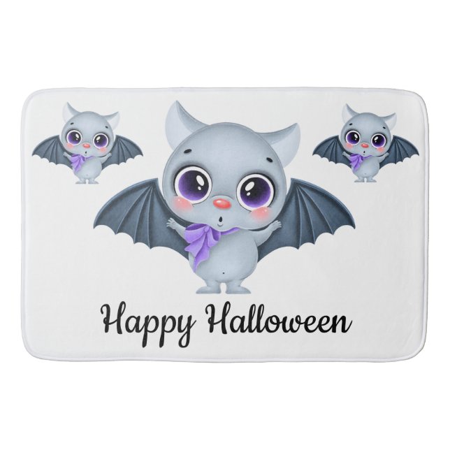 Tapis De Bain Joyeux chauves-souris d'Halloween (Devant)