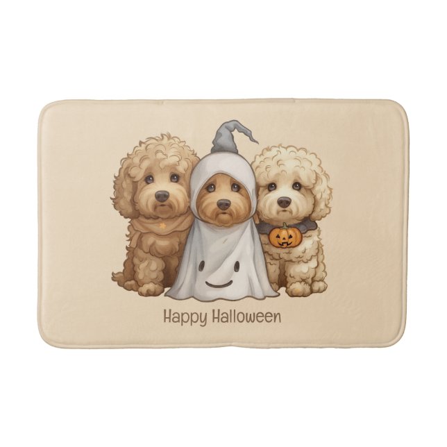 Tapis De Bain Joyeux chien d'Halloween Goldendoodle (Devant)