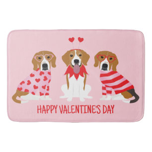 Tapis De Bain Joyeux Chiens Beagles de la fête des Valentines