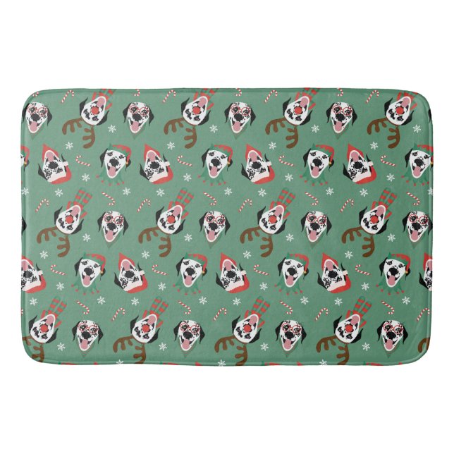 Tapis De Bain Joyeux Chiens Dalmatiens de Noël (Devant)