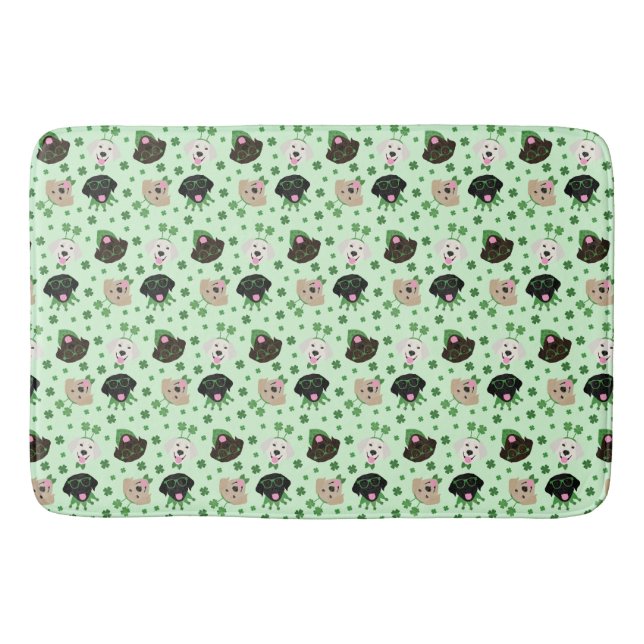 Tapis De Bain Joyeux Chiens du Labrador Jour de la Saint Patrick (Devant)