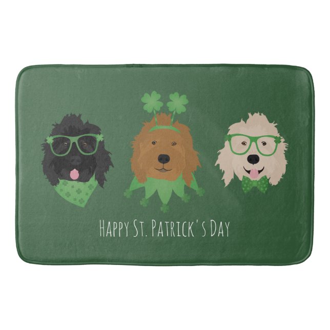 Tapis De Bain Joyeux Chiens Goldendoodle Jour de la Saint Patric (Devant)