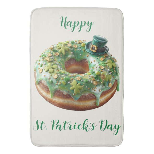 Tapis De Bain Joyeux donut de la Saint-Patrick avec chapeau de l (devant Vertical)